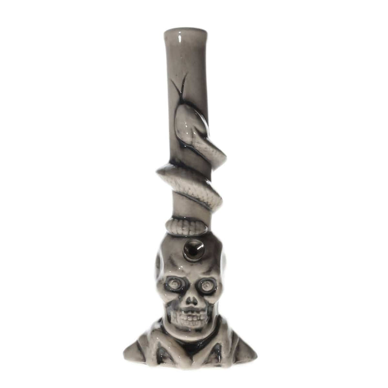 Biohazard Inc Ceramic Bong 11" Large Skull With Snake Ceramic Water Pipe