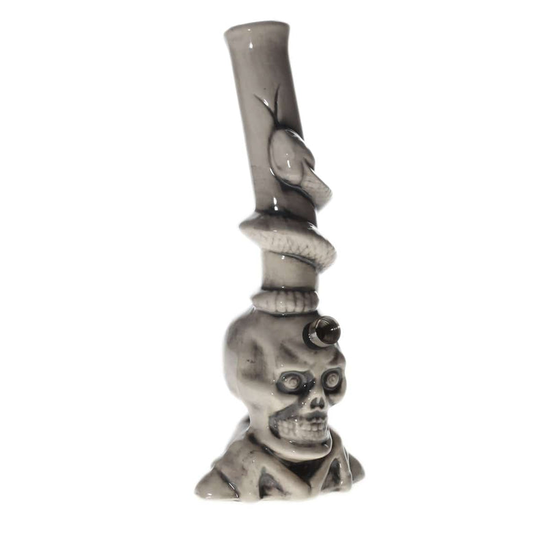 Biohazard Inc Ceramic Bong 11" Large Skull With Snake Ceramic Water Pipe