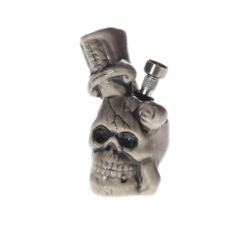 Biohazard Inc Ceramic Bong 4.5" Small Sword Through Skull Ceramic Water Pipe