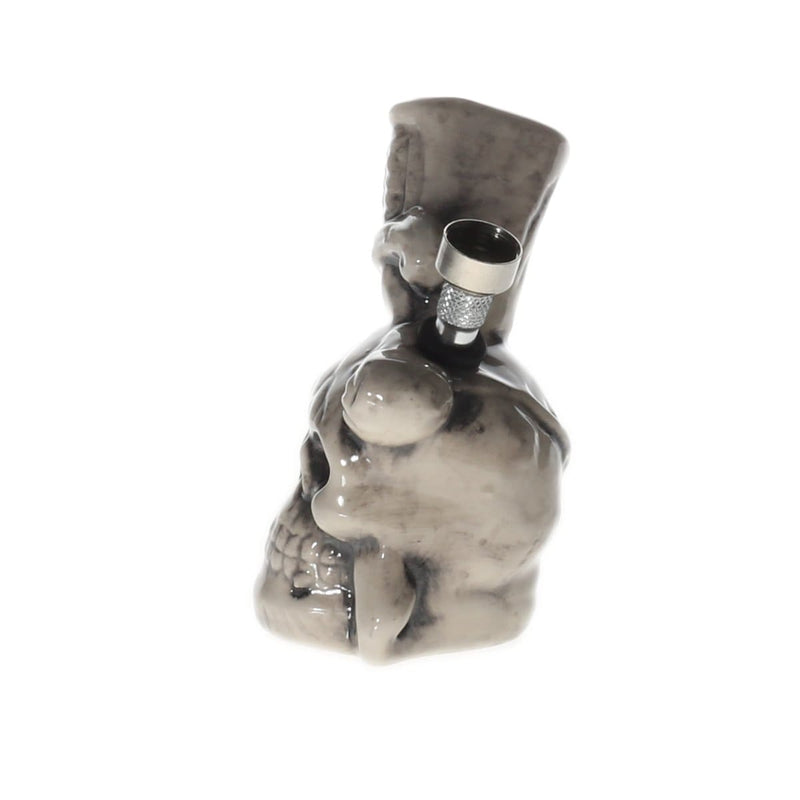 Biohazard Inc Ceramic Bong 4.5" Small Sword Through Skull Ceramic Water Pipe