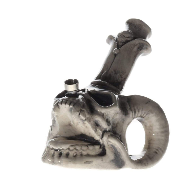 Biohazard Inc Ceramic Bong 7.5" Horned Skull Ceramic Water Pipe