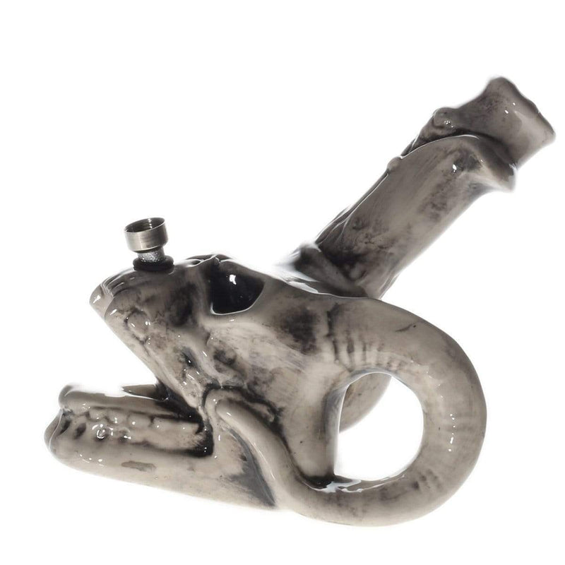 Biohazard Inc Ceramic Bong 7.5" Horned Skull Ceramic Water Pipe