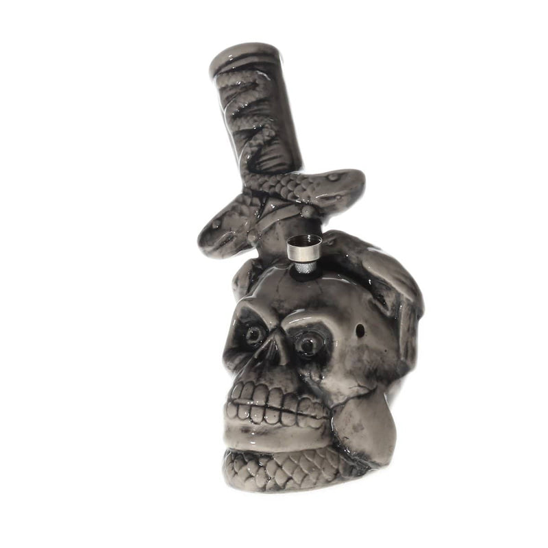 Biohazard Inc Ceramic Bong 8" Large Sword Through Skull Ceramic Water Pipe