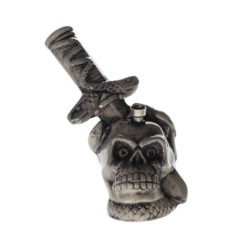 Biohazard Inc Ceramic Bong 8" Large Sword Through Skull Ceramic Water Pipe