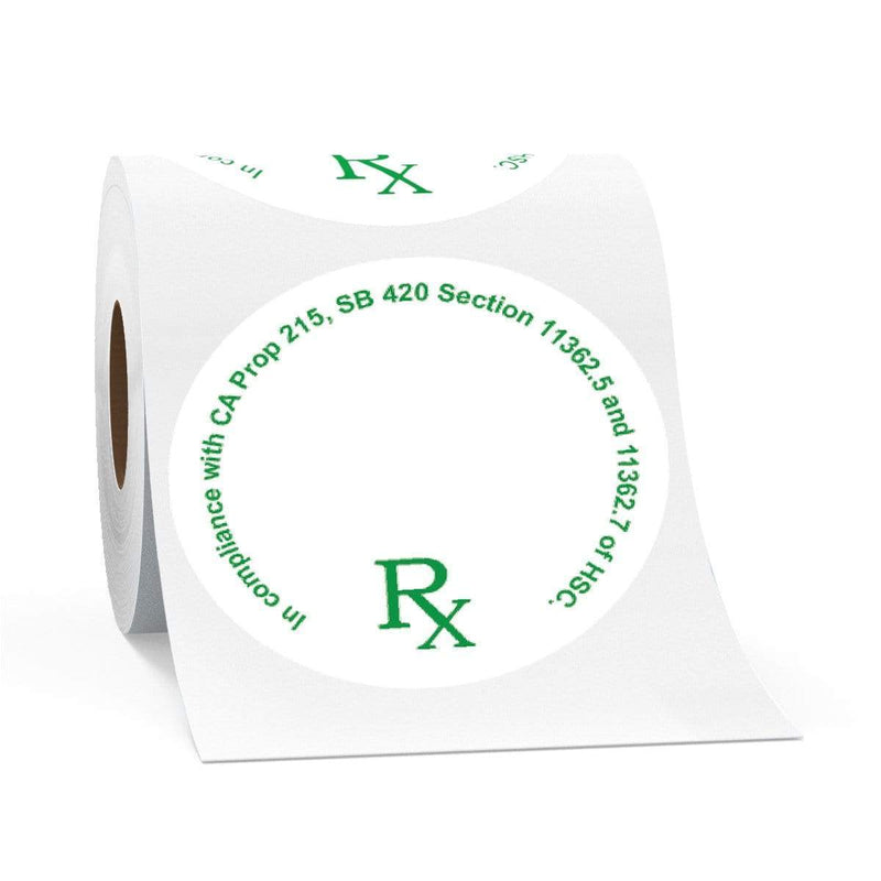 Biohazard Inc Compliance Labels California RX Label - Round 300 labels