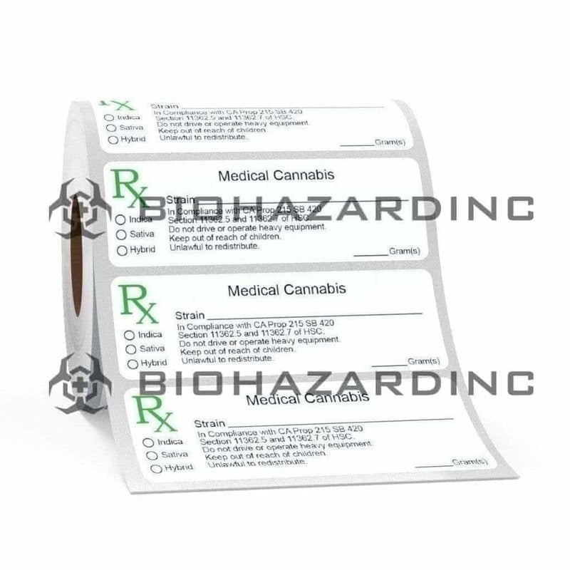 Biohazard Inc Compliance Labels Medical Marijuana Labels - California Compliant - 1000 Count