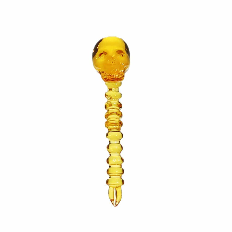 Biohazard Inc Dab Stick Tool Glass Skull Dabber - Amber