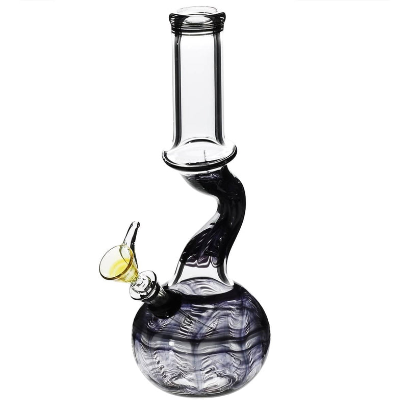 Biohazard Inc Glass Bong 10" 32mm Bend Water Pipe w/ Slide - Black Rake