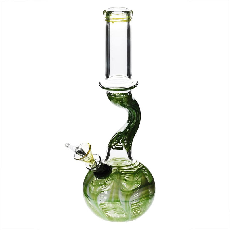 Biohazard Inc Glass Bong 10" 32mm Bend Water Pipe w/ Slide - Green Rake