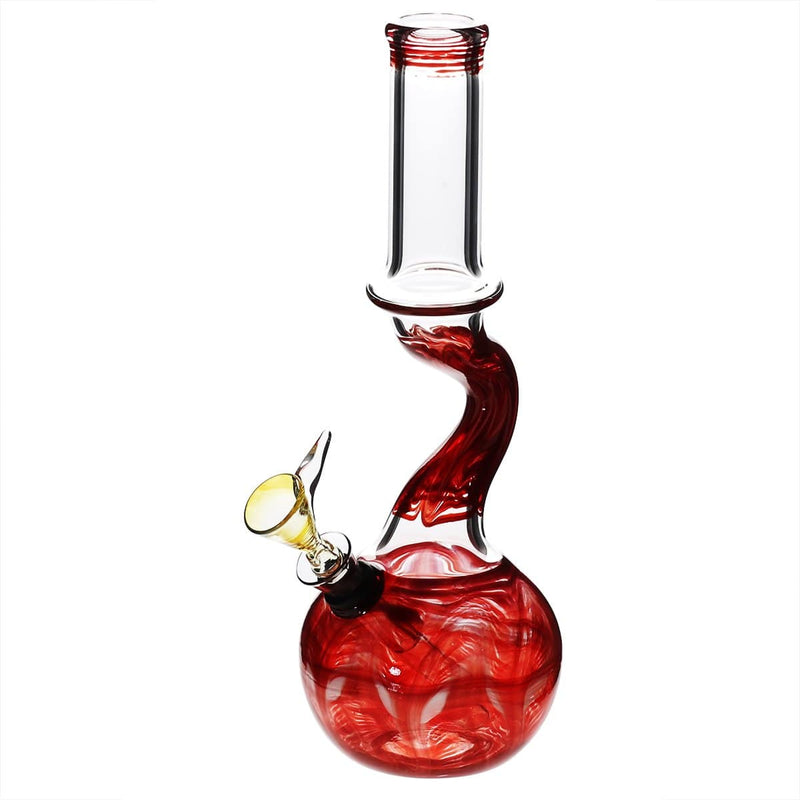 Biohazard Inc Glass Bong 10" 32mm Bend Water Pipe w/ Slide - Red Rake