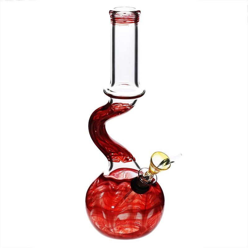 Biohazard Inc Glass Bong 10" 32mm Bend Water Pipe w/ Slide - Red Rake