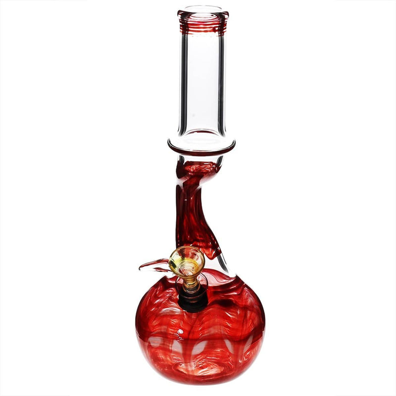 Biohazard Inc Glass Bong 10" 32mm Bend Water Pipe w/ Slide - Red Rake