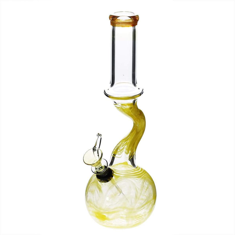 Biohazard Inc Glass Bong 10" 32mm Bend Water Pipe w/ Slide - Yellow Rake