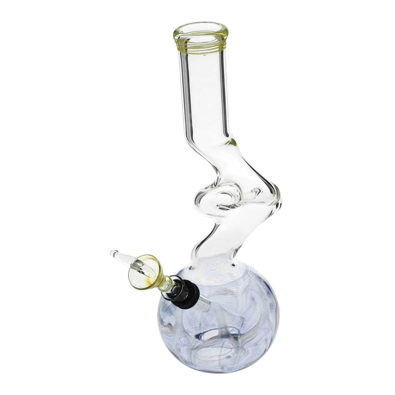 Biohazard Inc Glass Bong 10" 32mm Two Elbow Water Pipe w/ Slide - Blue Rake