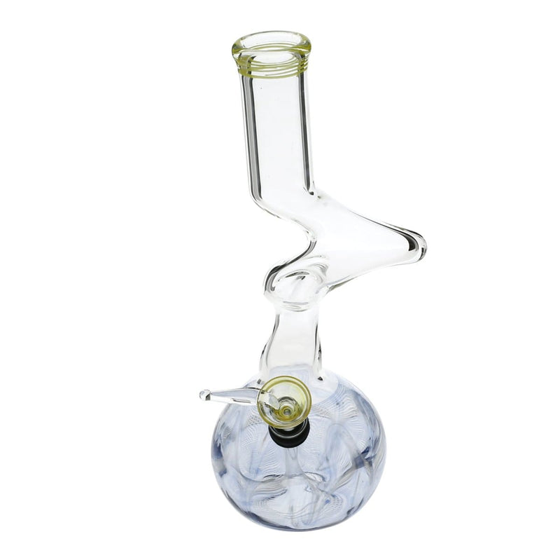 Biohazard Inc Glass Bong 10" 32mm Two Elbow Water Pipe w/ Slide - Blue Rake