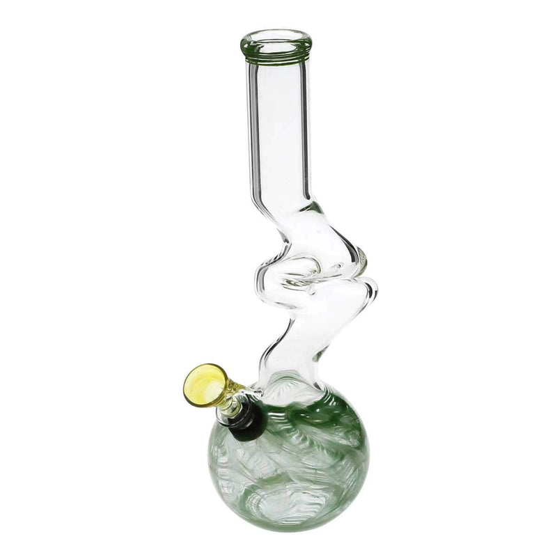 Biohazard Inc Glass Bong 10" 32mm Two Elbow Water Pipe w/ Slide - Green Rake