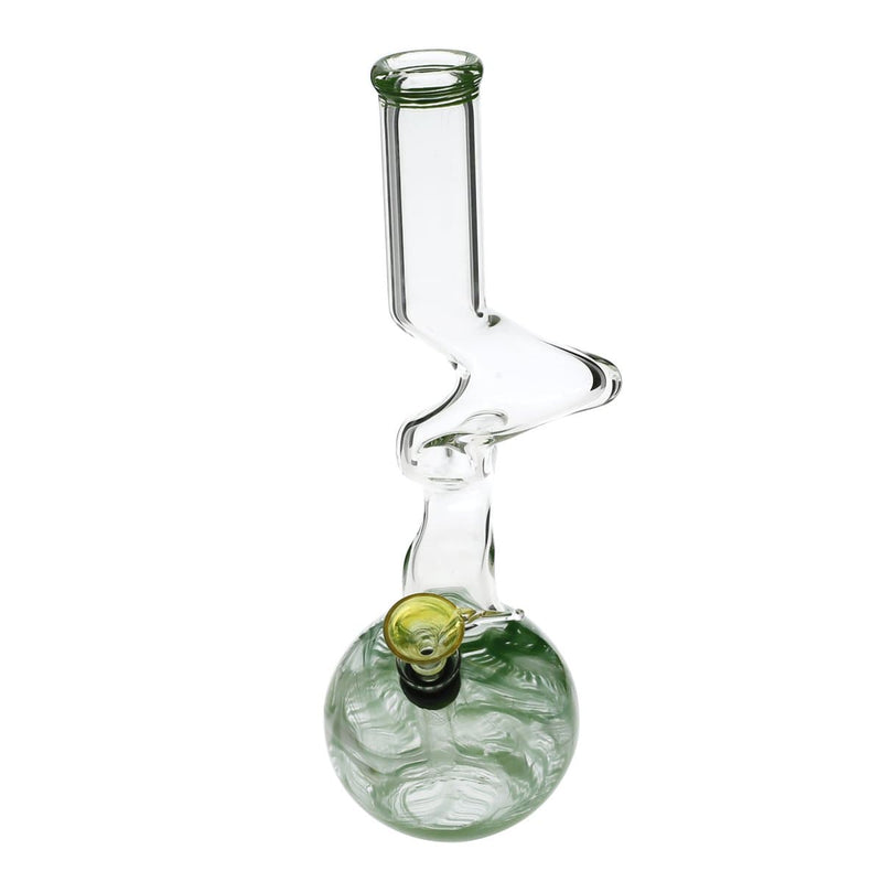 Biohazard Inc Glass Bong 10" 32mm Two Elbow Water Pipe w/ Slide - Green Rake