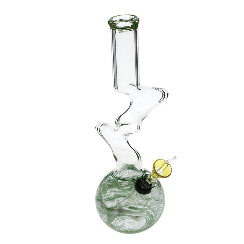 Biohazard Inc Glass Bong 10" 32mm Two Elbow Water Pipe w/ Slide - Green Rake