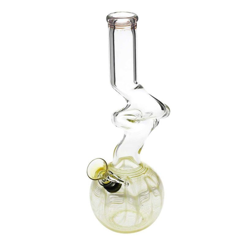 Biohazard Inc Glass Bong 10" 32mm Two Elbow Water Pipe w/ Slide - Yellow Rake