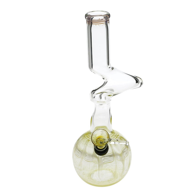 Biohazard Inc Glass Bong 10" 32mm Two Elbow Water Pipe w/ Slide - Yellow Rake