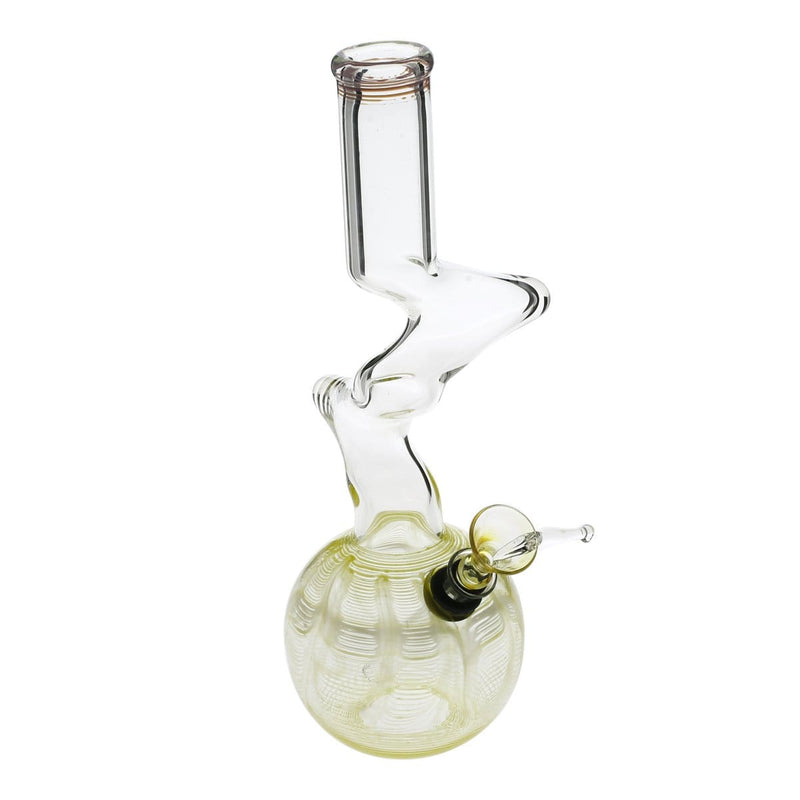 Biohazard Inc Glass Bong 10" 32mm Two Elbow Water Pipe w/ Slide - Yellow Rake