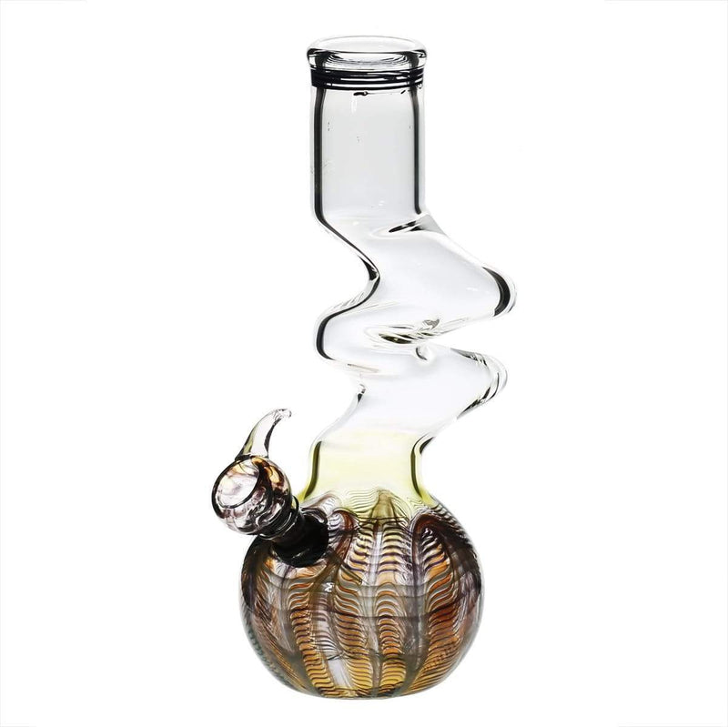 Biohazard Inc Glass Bong 10" 44mm Two Elbow Water Pipe w/ Slide - Black Rake