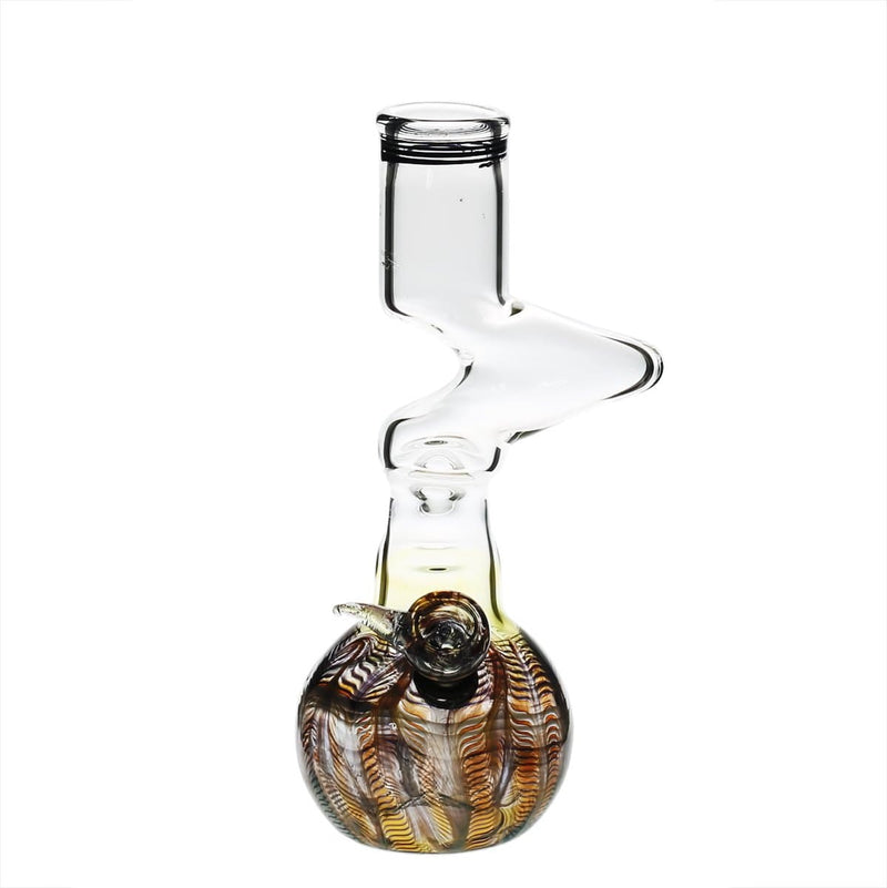 Biohazard Inc Glass Bong 10" 44mm Two Elbow Water Pipe w/ Slide - Black Rake