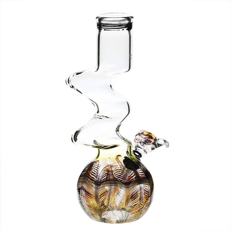 Biohazard Inc Glass Bong 10" 44mm Two Elbow Water Pipe w/ Slide - Black Rake