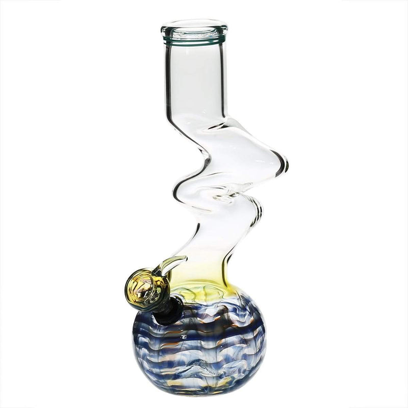 Biohazard Inc Glass Bong 10" 44mm Two Elbow Water Pipe w/ Slide - Blue Rake