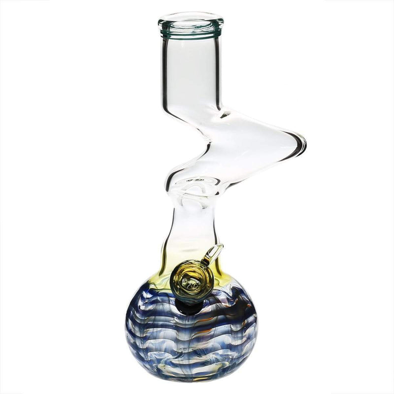 Biohazard Inc Glass Bong 10" 44mm Two Elbow Water Pipe w/ Slide - Blue Rake