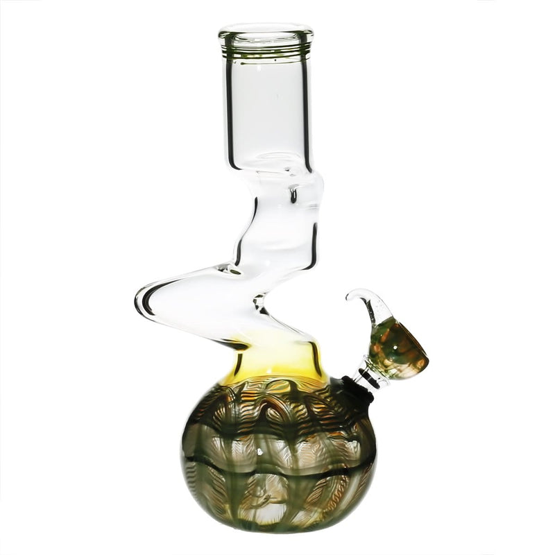 Biohazard Inc Glass Bong 10" 44mm Two Elbow Water Pipe w/ Slide - Green Rake