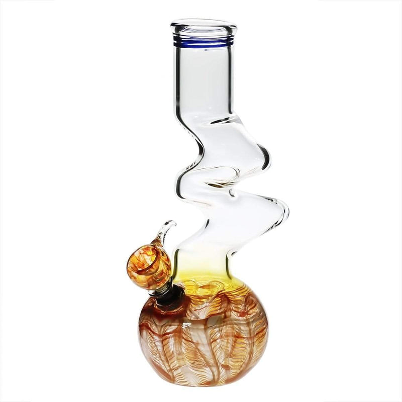 Biohazard Inc Glass Bong 10" 44mm Two Elbow Water Pipe w/ Slide -  Orange Rake