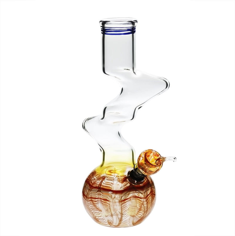 Biohazard Inc Glass Bong 10" 44mm Two Elbow Water Pipe w/ Slide -  Orange Rake