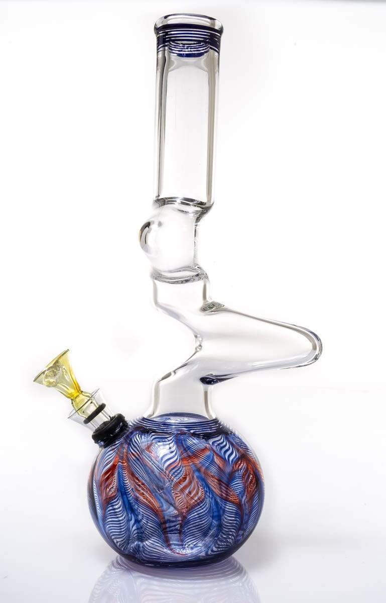 Biohazard Inc Glass Bong 10" 44mm Two Elbow Water Pipe w/ Slide -  Purple Rake