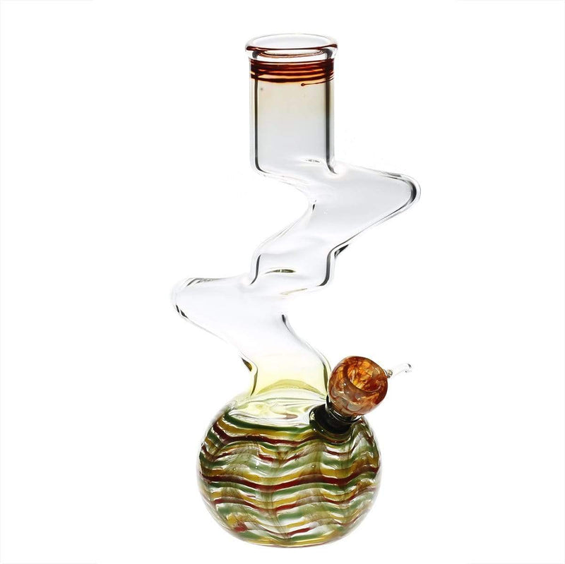 Biohazard Inc Glass Bong 10" 44mm Two Elbow Water Pipe w/ Slide -  Rasta Rake