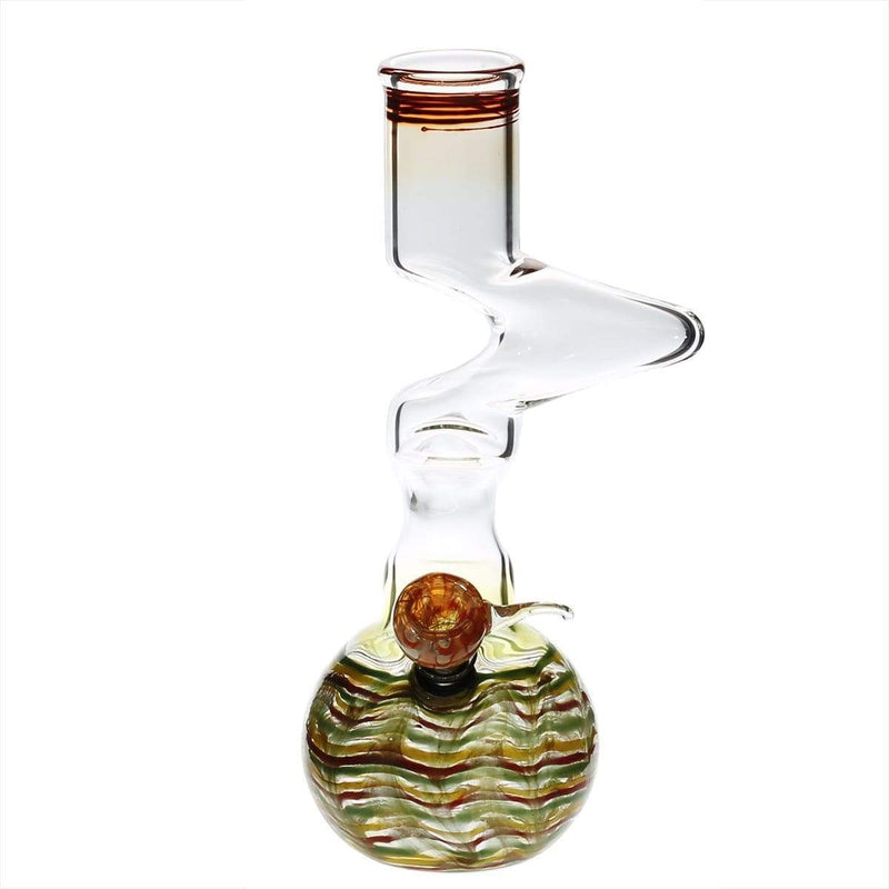 Biohazard Inc Glass Bong 10" 44mm Two Elbow Water Pipe w/ Slide -  Rasta Rake