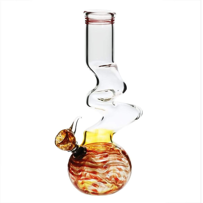 Biohazard Inc Glass Bong 10" 44mm Two Elbow Water Pipe w/ Slide - Red Rake