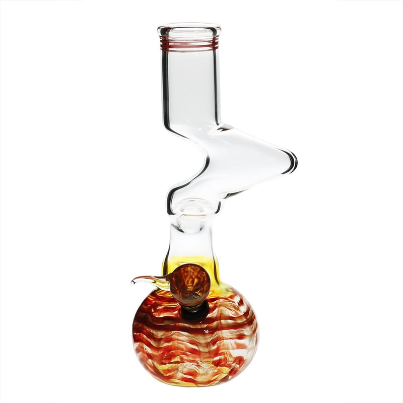 Biohazard Inc Glass Bong 10" 44mm Two Elbow Water Pipe w/ Slide - Red Rake