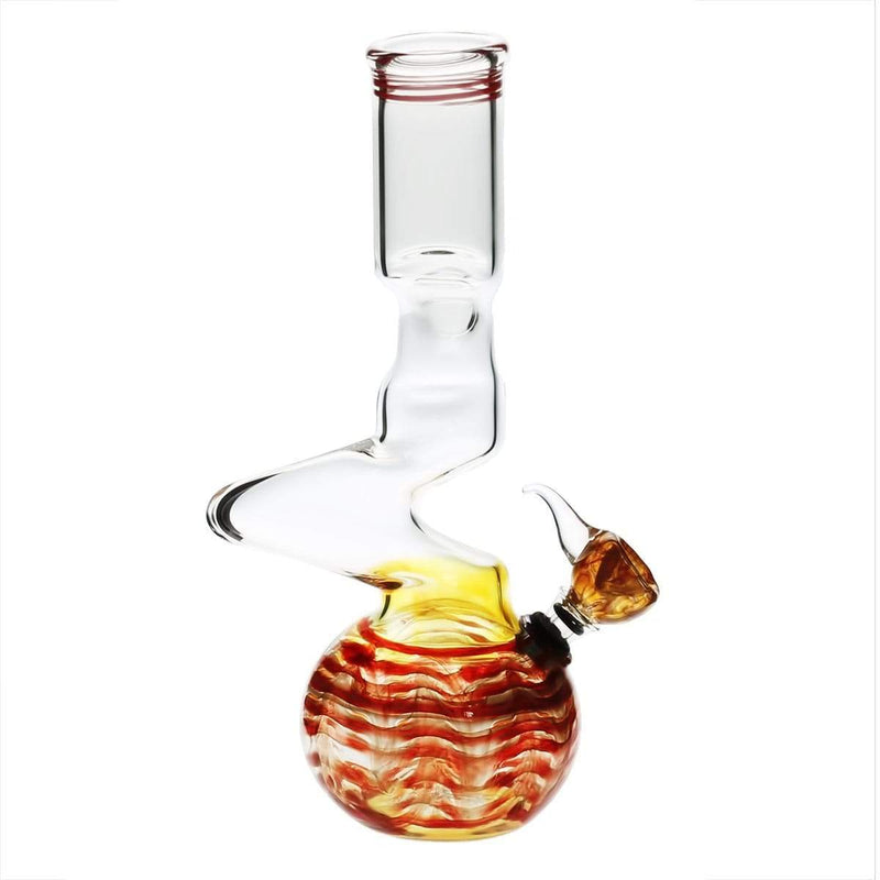 Biohazard Inc Glass Bong 10" 44mm Two Elbow Water Pipe w/ Slide - Red Rake