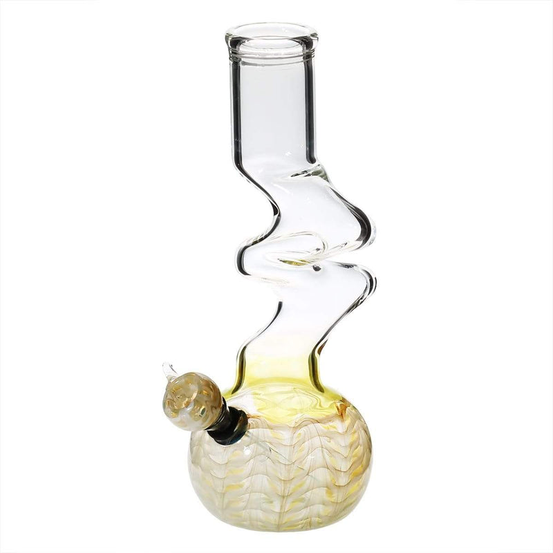 Biohazard Inc Glass Bong 10" 44mm Two Elbow Water Pipe w/ Slide -  White Rake