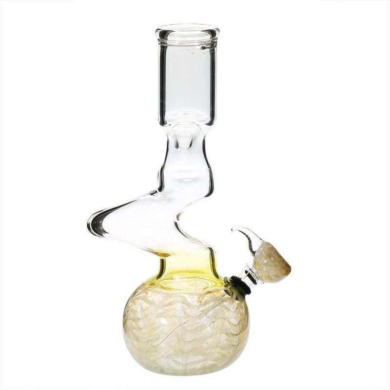 Biohazard Inc Glass Bong 10" 44mm Two Elbow Water Pipe w/ Slide -  White Rake