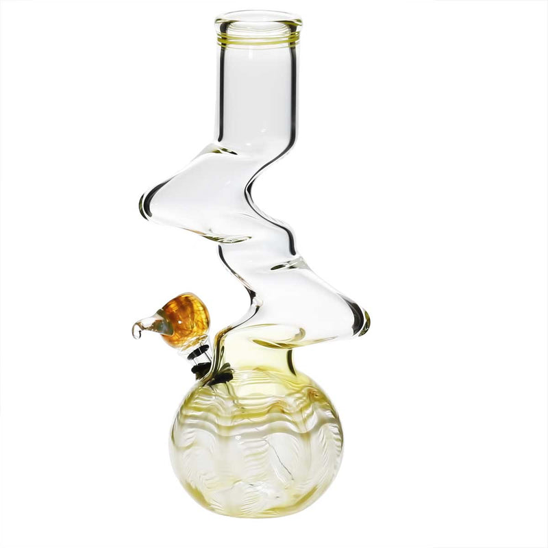 Biohazard Inc Glass Bong 10" 44mm Two Elbow Water Pipe w/ Slide - Yellow Rake