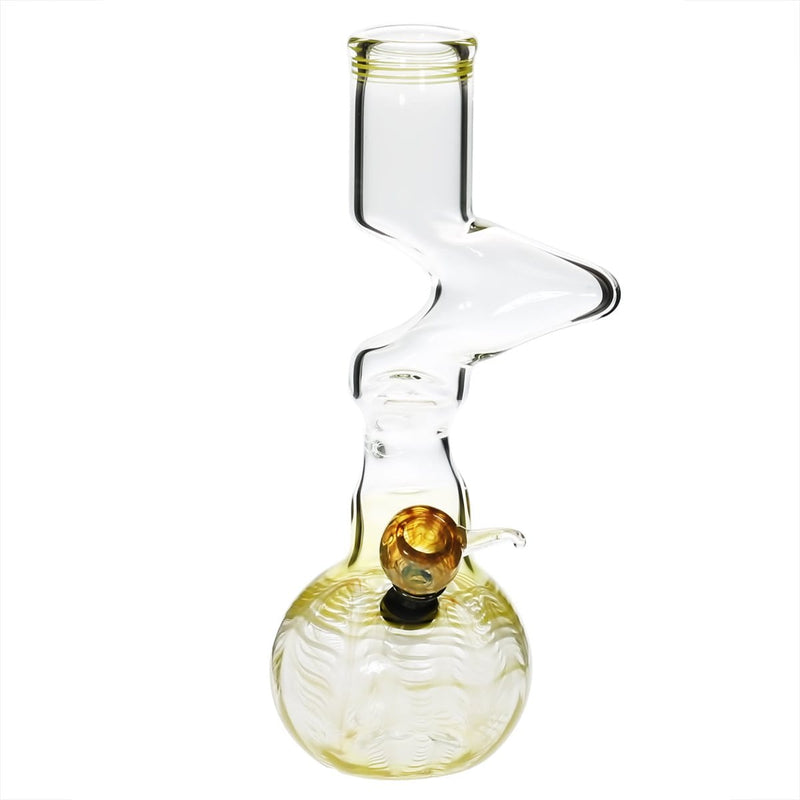 Biohazard Inc Glass Bong 10" 44mm Two Elbow Water Pipe w/ Slide - Yellow Rake