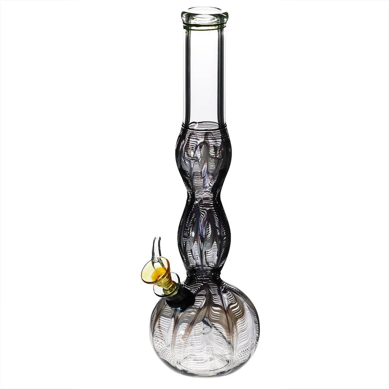 Biohazard Inc Glass Bong 10" Double Bulge Water Pipe w/ Slide - Black Rake