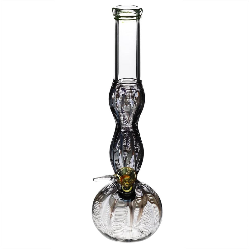 Biohazard Inc Glass Bong 10" Double Bulge Water Pipe w/ Slide - Black Rake