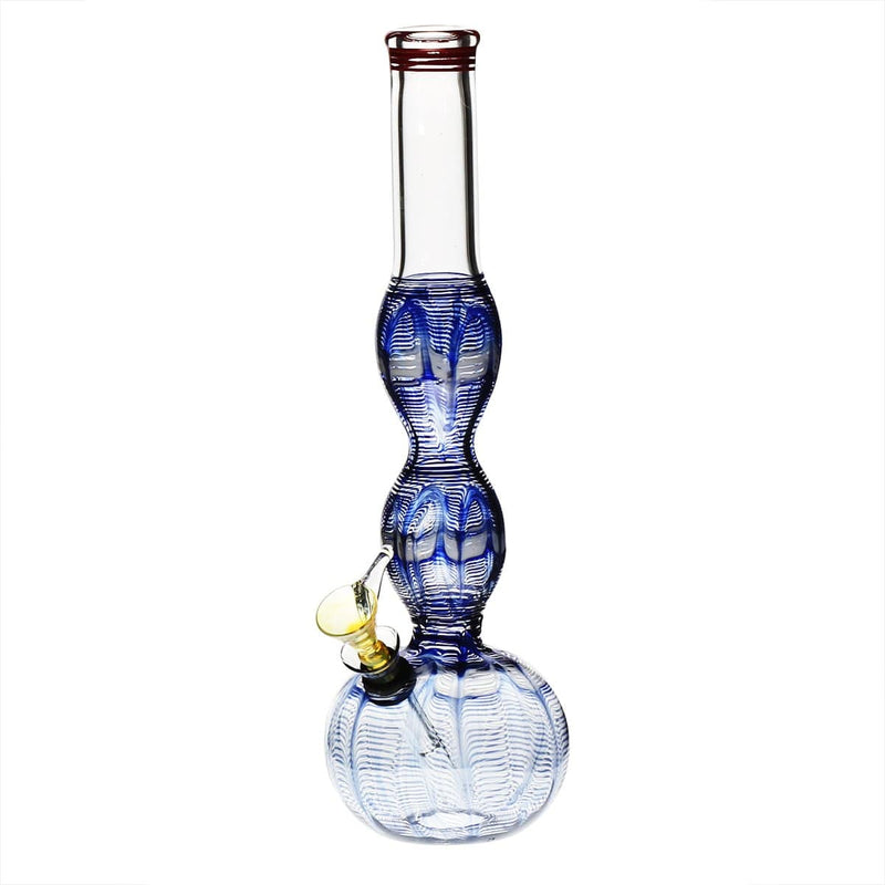 Biohazard Inc Glass Bong 10" Double Bulge Water Pipe w/ Slide - Blue Rake