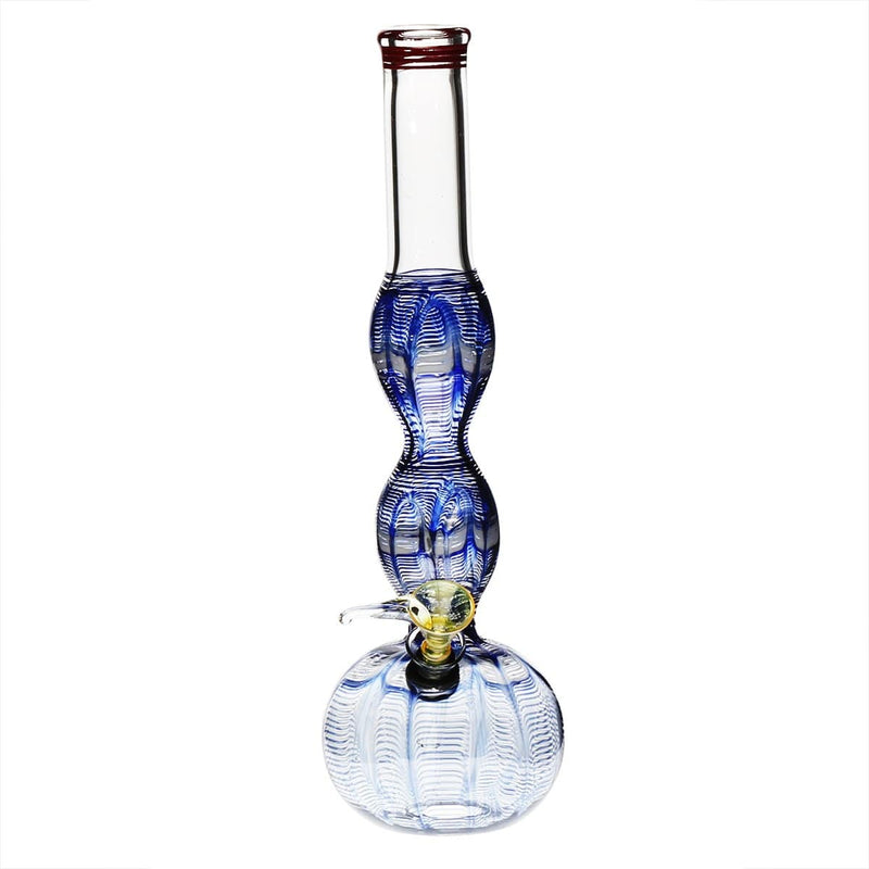 Biohazard Inc Glass Bong 10" Double Bulge Water Pipe w/ Slide - Blue Rake