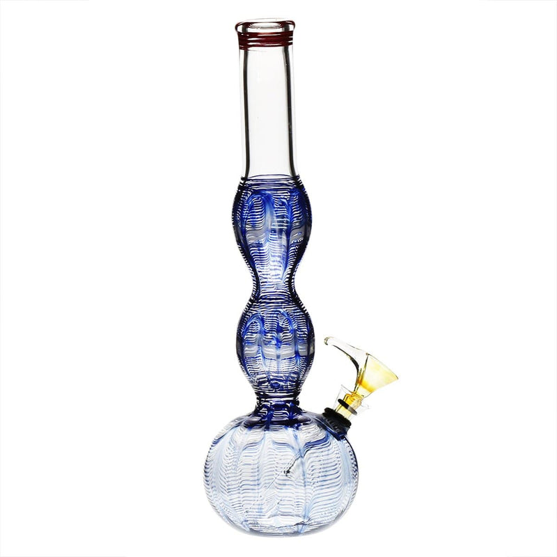 Biohazard Inc Glass Bong 10" Double Bulge Water Pipe w/ Slide - Blue Rake