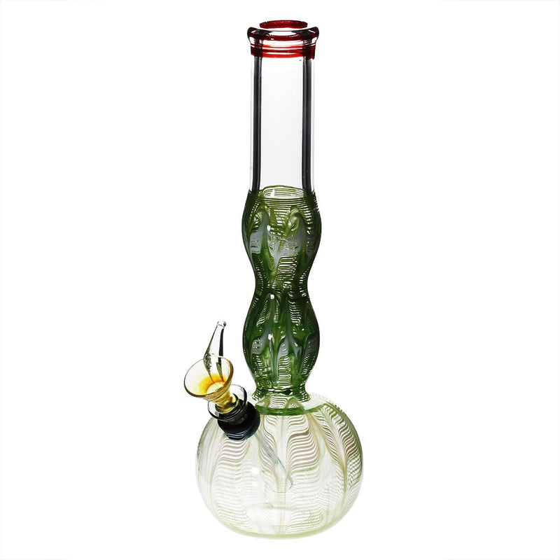 Biohazard Inc Glass Bong 10" Double Bulge Water Pipe w/ Slide - Green Rake