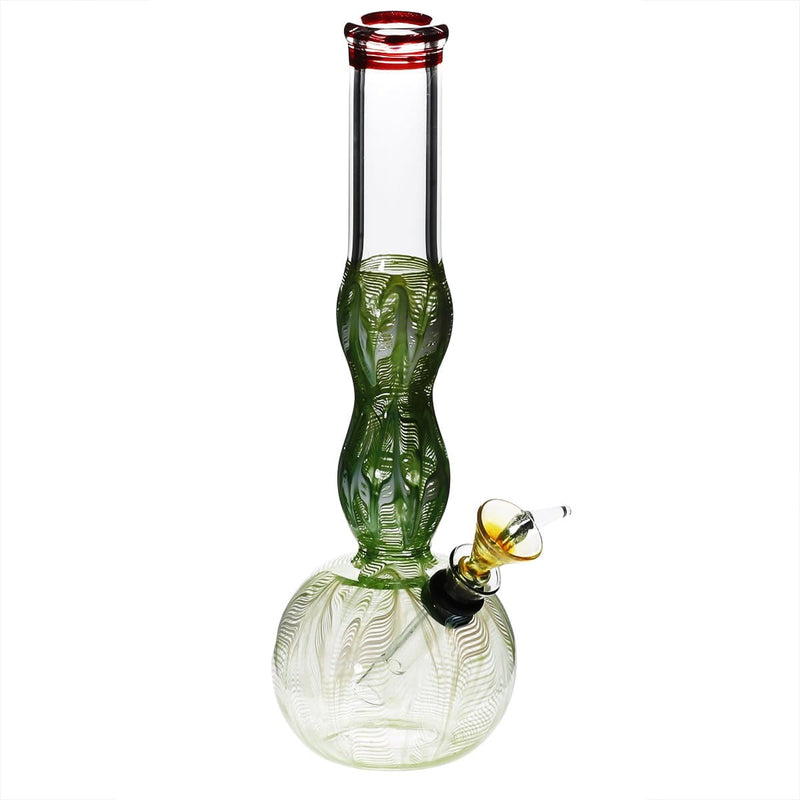 Biohazard Inc Glass Bong 10" Double Bulge Water Pipe w/ Slide - Green Rake